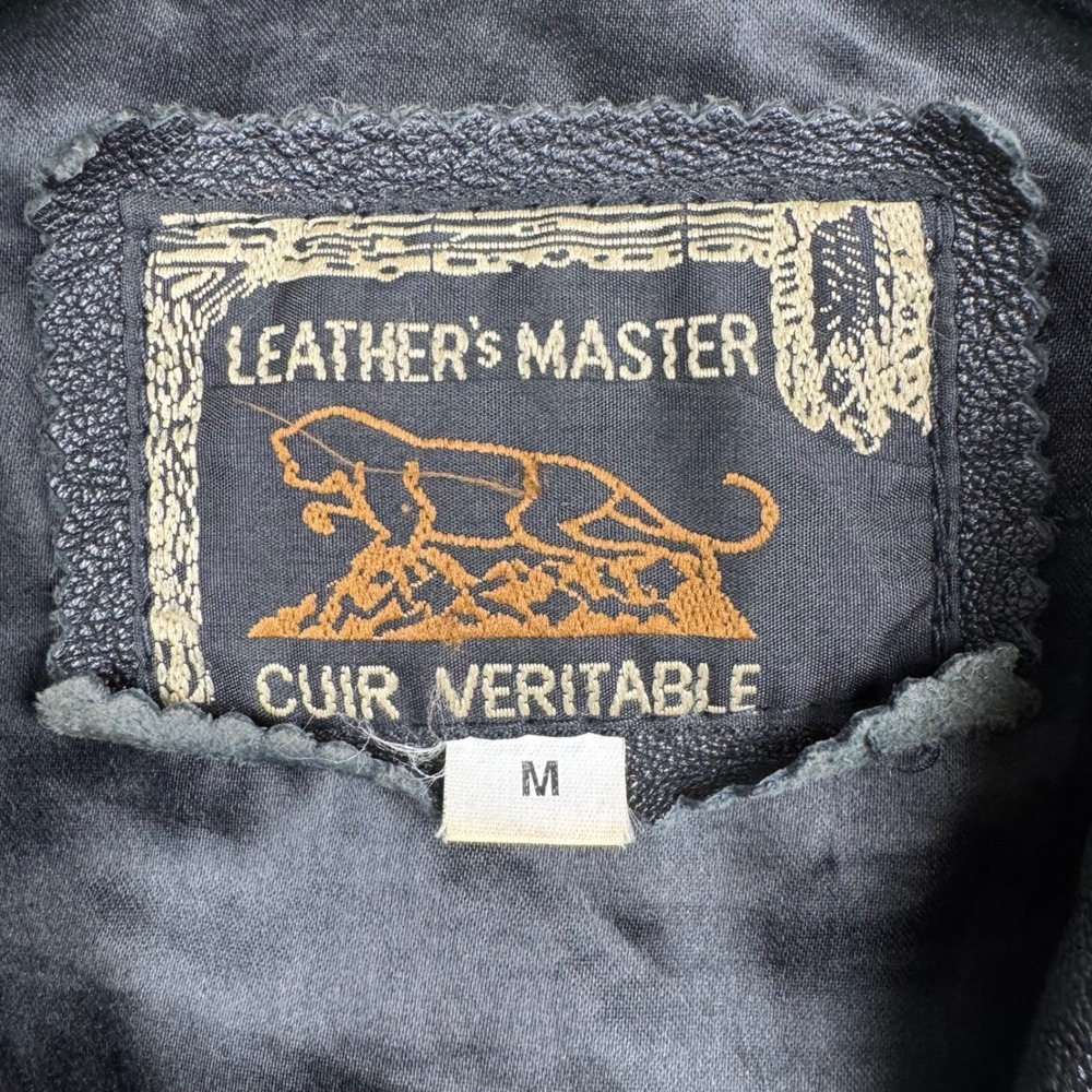 Vintage LEATHERS MASTER Black‎ Genuine Leather Blazer Jacket Womens M Button - Picture 2 of 6